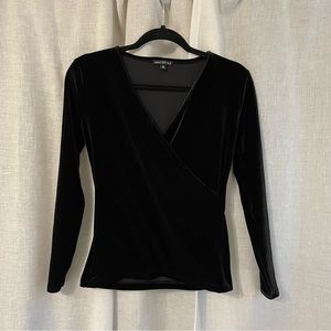 J Crew Black Velvet Wrap Shirt XS